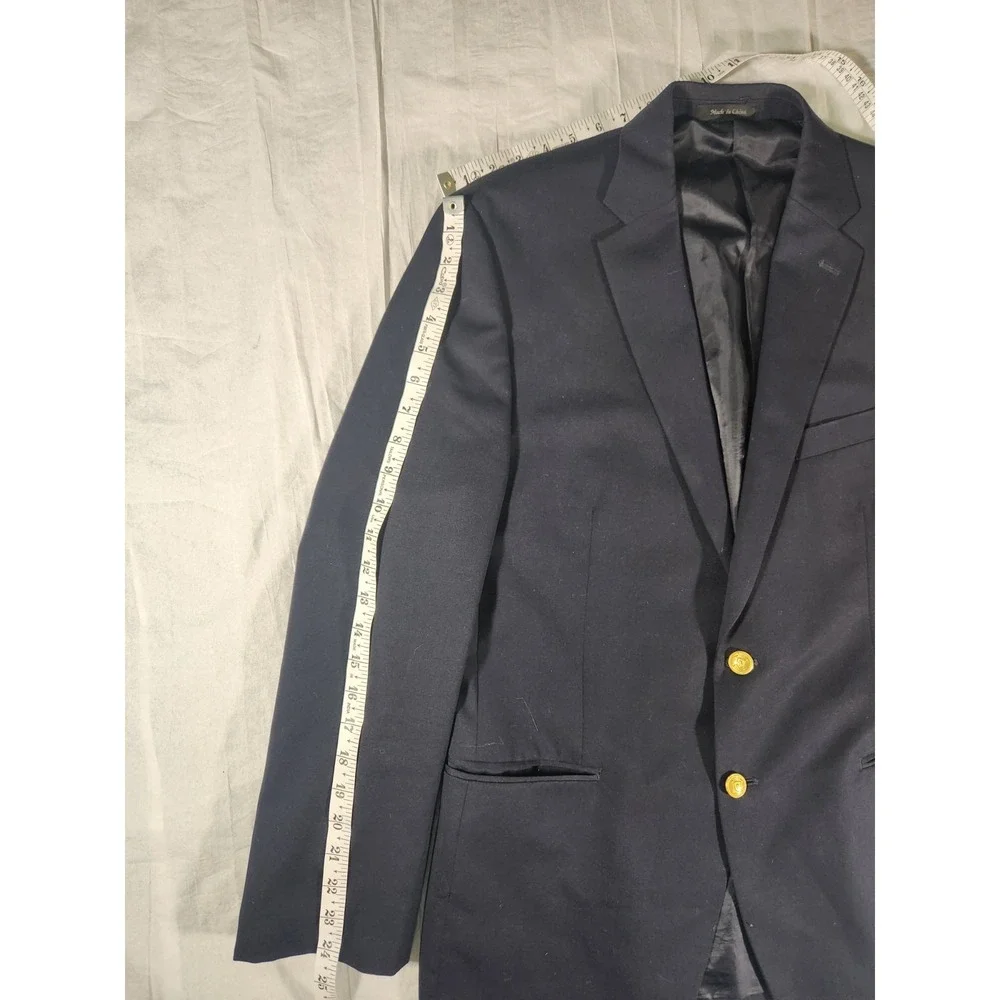 Ralph Lauren Blazer Mens 46R 100% Wool Navy Blue Gold Buttons LRL Jacket